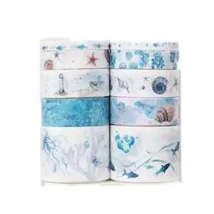 Individuelles Unterwasser-Welt-Fisch-Washi-Band gestempeltes bunte Set kreative Schreibwaren DIY Papier washi kreative Seelapse