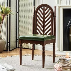 Silla de Comedor Tapizada de Madera Maciza Estilo Francés Crown, Asiento de Cuero Retro para Uso Doméstico, Muebles de Comedor - Product Image 2