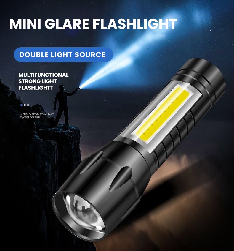 Mini luci a Led portatili all'ingrosso torce di ricarica Usb torcia di emergenza Mini luci a Led portatili all'ingrosso torce di ricarica Usb torcia di emergenza
