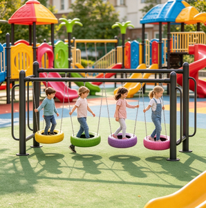 Equipo de suspensión comercial para exteriores: puente de columpios de neumáticos para integración sensorial - Product Image 1