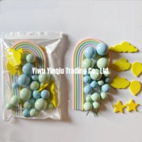 Nouveau style 28 pièces/sac Faux boules nuage arc-en-ciel pour décoration de gâteaux, ensemble de faux boules macaron pour décoration de gâteaux