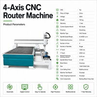 Machine à sculpter le bois CNC 1325 à 4 axes, 1300x2500x200mm, broche de 3.7kW avec axe rotatif externe pour l'artisanat du bois