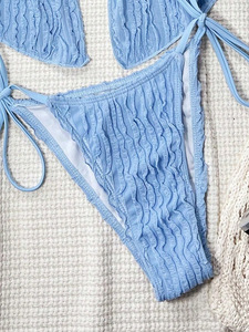 Leopard Bandeau Bikini <b>Set</b> Women Strapless Push Up Removable Strap Adjustable Tie Side Brazilian Thong Two Piece - Product Image 6