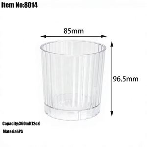 Gobelets réutilisables en plastique rayés ronds de 360 ml, les plus vendus, compatibles lave-vaisselle, adaptés aux jus, à l'eau, aux boissons de bar, etc. - Product Image 2