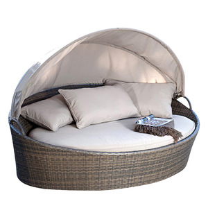 Giường nằm ngoài trời bằng mây thân thiện với môi trường, ghế tắm nắng bãi biển, đồ nội thất ngoài trời bằng mây có mái che, dạng lều nằm tròn - Product Image 4