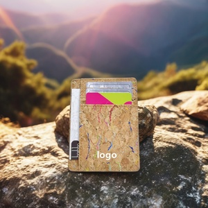 For Cork Card Holder Customized Mini Purse Gift Minimal Credit Card <b>Wallet</b> <b>RFID</b> Slim Vegan Open Closure Short Length - Product Image 1