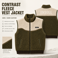 Gilets zippés en polaire Sherpa à blocs de couleur personnalisés pour hommes, col montant, broderie, sans manches, chauds pour l'hiver, OEM ODM Marque Privée