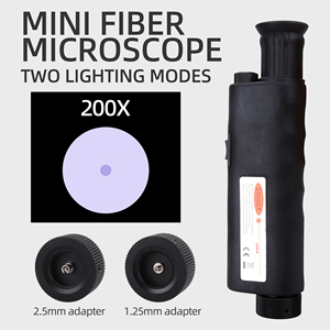 Mini Handheld Fibra Óptica End Face Magnifier 200/400X Multiplica Fibra Microscópio de Inspeção 2.5mm(SC/FC/ST) 1.25mm(LC) Adaptador - Product Image 3