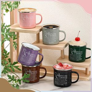 แก้วเคลือบเอนาเมลขนาด 350 มล. 12 ออนซ์ แบบสั่งทำพิเศษสำหรับพิมพ์ลาย แก้วกาแฟและนมสำหรับแคมป์ปิ้ง ใช้ซ้ำได้ ความจุขนาดใหญ่ พกพาสะดวก เหมาะสำหรับเป็นของขวัญ - Product Image 3