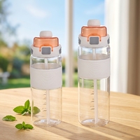 Bouteille d'eau unisexe à double paille résistante aux hautes températures, grande capacité, verres en plastique à boire directement pour l'été