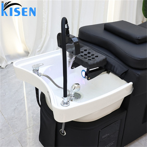 KISEN Vente directe fabricant : Fauteuil de lavage de luxe léger pour salon de coiffure et institut de beauté, avec bac en céramique et fonction de lavage allongé - Product Image 6