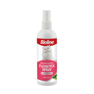 Bioline <span class=keywords><strong>Spray</strong></span> anti-parasites pour chats, à base d'extraits végétaux, contre les puces et les tiques, pour le corps des animaux et les intérieurs - Product Image 1