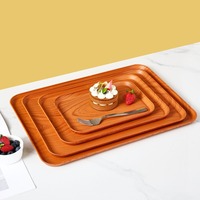 Plateau rectangulaire en plastique imitation bois pour fruits et collations, style rétro