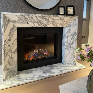 Extra <strong>Tall</strong> Freestanding Marble <strong>Fireplace</strong> Surround Custom Home Decorative Stone <strong>Fireplace</strong> for Open Concept Homes - Product Image 1