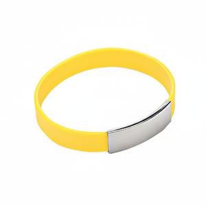 Braccialetto Intelligente per Uomo con Cinturino in Silicone Giallo e Piastra Metallica, Fitness Tracker - Product Image 2