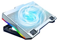 Support de refroidissement pour ordinateur portable à hauteur réglable avec lumière RVB, un grand ventilateur de refroidissement, 2 ports USB et bouton de contrôle de la vitesse, nouvel article en stock