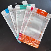 Sac d'emballage personnalisable pour câble de données de téléphone portable, imprimé en héliogravure, scellé sur 3 côtés, avec trou de suspension, résistant à l'humidité et à fermeture éclair