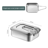 Boîtes de conservation alimentaire carrées à compartiments scellés de grande capacité, en acier inoxydable 304, boîte à lunch bento avec poignée pour étudiants