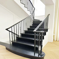 Kit d'escalier flottant à faisceau longitudinal unique moderne semi-transparent en verre noir invisible pour l'application de villa intérieure