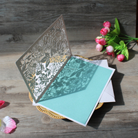 Folleto elegante del Programa de invitación de boda con cubierta cortada con láser y cinta tarjetas de invitación de cumpleaños tarjetas de menú