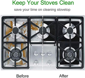 بطانات موقد غاز غير لاصقة قابلة لإعادة الاستخدام مقاس 27*27 سم، أغطية لسطح موقد الغاز للمطبخ - Product Image 3