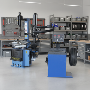 Démonte-pneus semi-automatique économique avec bras d'assistance droit + pack équilibreur de roues - Product Image 1