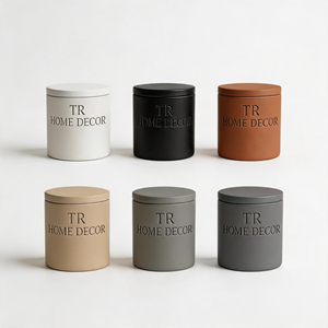 Bougie en cire de soja parfumée dans un pot en céramique personnalisé et embossé, pour une décoration intérieure moderne aux tons terreux, vente en gros, marque privée, qualité supérieure - Product Image 2