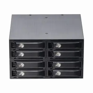 Unestech 8 Bay Mobile HDD Rack Aluminum SSD Drive Enclosure for Computer SATA 3 and SAS Interface External Metal Case