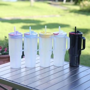 Mug en plastique personnalisé par sublimation de 40 oz avec poignée et paille, grande capacité, pour événements, cadeaux promotionnels, objets publicitaires, articles de boisson - Product Image 2