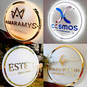 Biển hiệu cửa hàng tròn, thiết kế biển hiệu logo bằng acrylic gương tùy chỉnh, biển hiệu tròn gương LED cho cửa hàng - Product Image 2