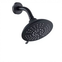 Ensemble de douche rond ABS de 6 pouces, style nord-américain, cinq fonctions, jet de pluie, noir mat, réglage rotatif, montage mural