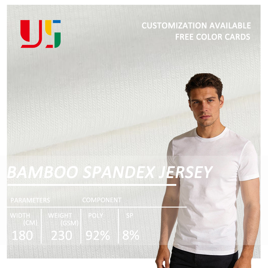 Eco-friendly Fabric Breathable Spring Summer Light Weight Bamboo Spandex Jersey Knit for Clothes Fabric