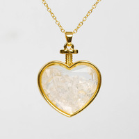 Pendentif en cristal en forme de cœur, améthyste, gravier, pierre précieuse de guérison, puces de quartz, rose, vente en gros
