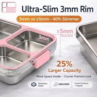 Boîtes à bento en acier inoxydable à 3 compartiments, mignonnes et étanches, pour étudiants, chauffables au micro-ondes, grande capacité, pour l'école