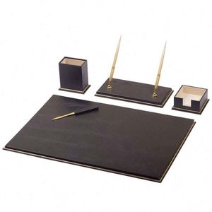 Real Cow Leather <b>Desk</b> Set with 15 Modern Office Accessories Includes Pen Case & <b>Notepads</b> Made From Durable PU Leather - Product Image 4