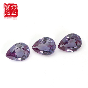 Piedra Suelta <span class=keywords><strong>de</strong></span> Alejandrita y Zafiro Cultivada en Laboratorio, Corte Pera, Pulida, con Cambio <span class=keywords><strong>de</strong></span> Color, 4*6-8*10mm, Certificada para Joyería - Product Image 4