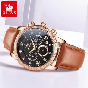   นาฬิกาข้อมือผู้ชาย 3660 Moon Phase Chronograph พร้อมพรายน้ำ สายหนัง กันน้ำ ของแท้ นาฬิกาควอตซ์ แบรนด์ดัง - Product Image 2