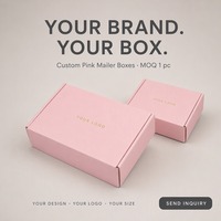 Boîte d'expédition pliante ondulée rose, personnalisée avec logo en feuille d'or, à rabat sans ruban adhésif, pour cils et cosmétiques, vente en gros directe usine