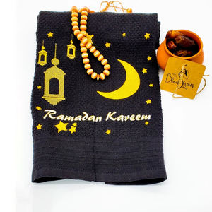 Vente en gros de mouchoirs en coton doux pour femmes, broderie, imprimés Ramadan Kareem, serviette de cuisine, Ramadan Mubarak, décoration festive pour la maison - Product Image 1