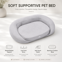En gros, Tapis de couchage orthopédique pour animaux de compagnie (chiens et chats) avec soutien cervical, ouverture large, rembourrage POE, résistant aux morsures et lavable, personnalisable OEM