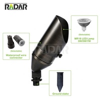 Projecteur de jardin extérieur à faible tension LED réglable IP65 en laiton avec piquet détachable pour la décoration paysagère