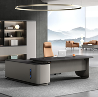 Bureau de luxe en chêne de qualité supérieure Bureau de direction moderne en forme de U avec fonction rétractable Construction robuste
