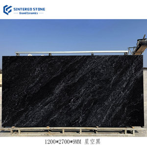 Carreau de porcelaine de Chine 1200x2700x9mm grande <span class=keywords><strong>dalle</strong></span> surface brillante pierres frittées noires décoration murale supérieure en marbre pour halls - Product Image 2