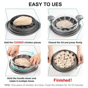 Trituradora de carne de pollo, herramienta de trituración de pechuga de pollo, trituradora de carne de cocina giratoria, Máquina trituradora con cubierta transparente - Product Image 5