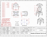 Interrupteur Tactile Étanche 6*6mm Série DIP 4 Broches 1NO (Laiton Acier Inoxydable 12V 50mA pour Appareils Domestiques)