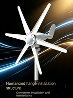 Éolienne à aimant permanent à axe horizontal de 600 W pour usage domestique, 6 pales, petit générateur éolien, système d'énergie hors réseau