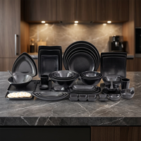 Assiettes de restaurant en mélamine noir mat, pièces, vente en gros, assiettes en mélamine, vaisselle