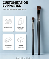 Lot de pinceaux à paupières professionnels en poils naturels avec manche métallique, assortiment deux pièces pour maquillage des yeux