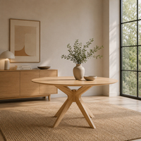 Table à manger ronde minimaliste au design moderne, chaise de salle à manger en chêne massif, mobilier de villa, hôtel, club, maison de luxe, table de négociation