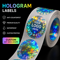 Étiquettes cosmétiques holographiques bleues personnalisées, autocollants ronds avec logo pour emballages de soins de la peau, pots de crème, flacons de sérum, fournisseur en gros